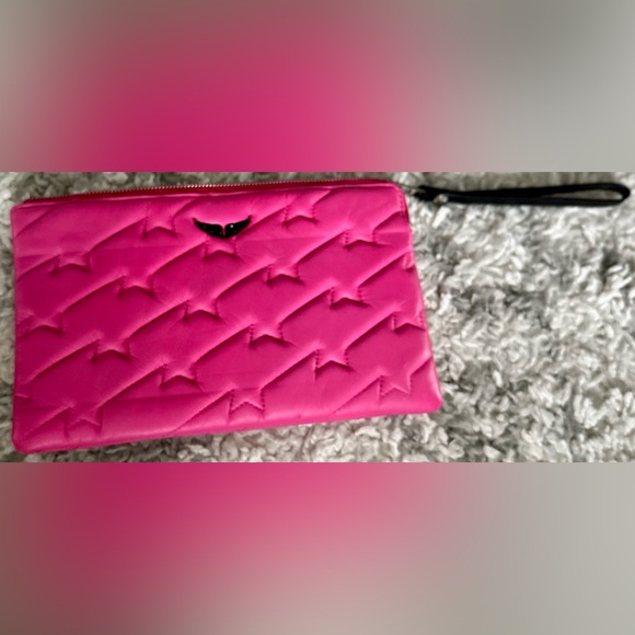 ‼️RARE‼️🎸Zadig & Voltaire🎸🔥NWOT🔥Uma Wing Quilted Leather Wristlet/Clutch in Pink - Picture 7 of 15